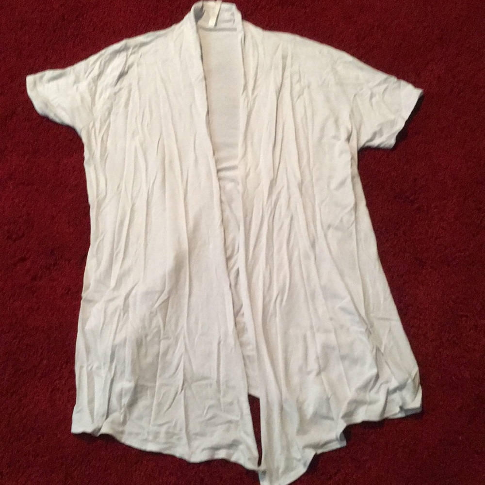 White short sleeve open front cotton cardigan